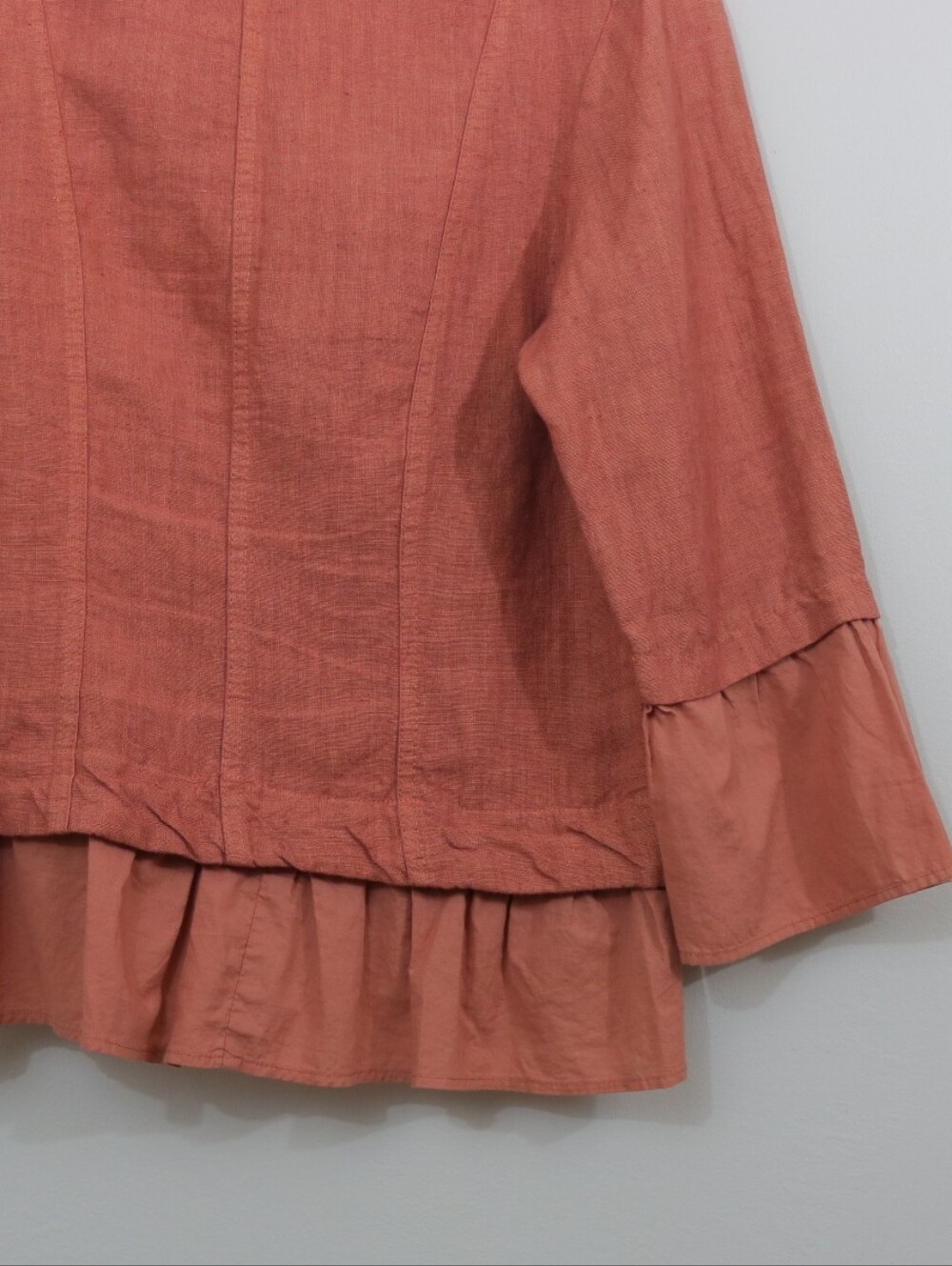 CP Shades Rust Linen Ruffle Blazer Jacket - Picture 7 of 10